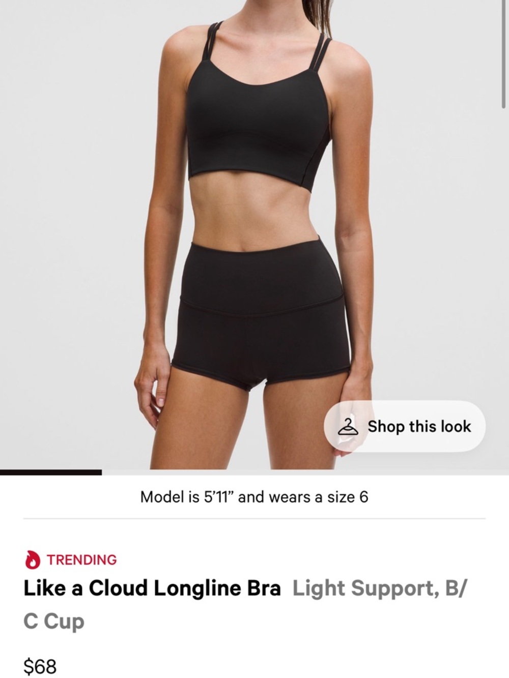 lululemon athletica Black Strappy Longline Sports Bra